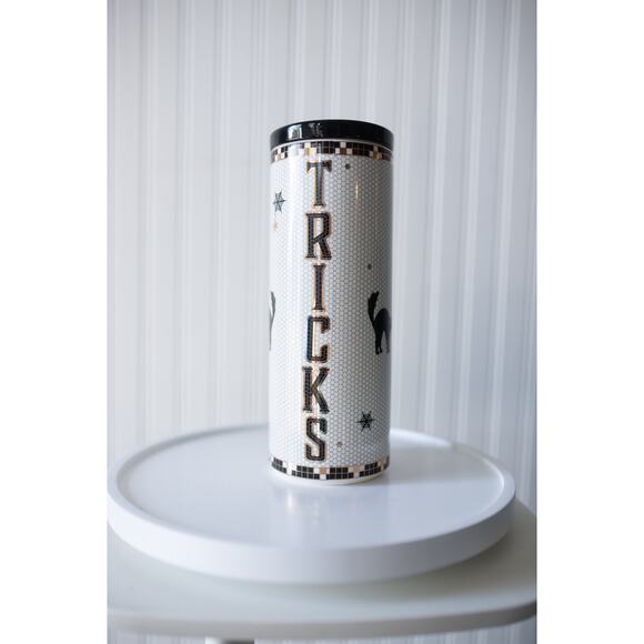 Anthropologie The Bistro Tile Stoneware Canister Halloween Edition - Picture 4 of 6